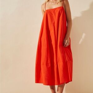 Free People Struttin Midi Dress Tangerine Tango